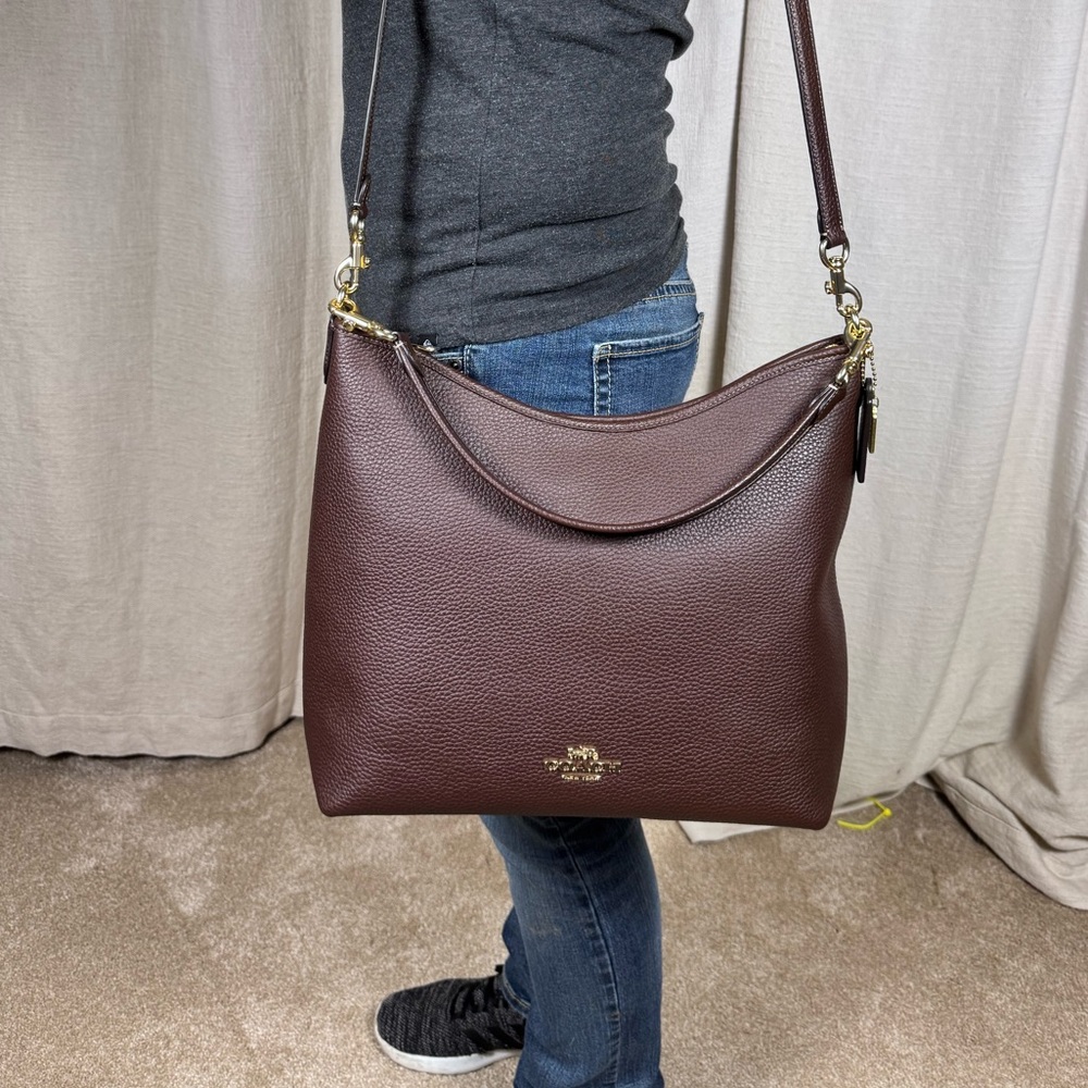 Coach Large Laurel pebbled leather shoulder bag in Maple. New with tags!